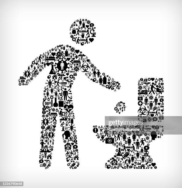 throwing away trash flu coronavirus icon pattern - infectious waste stock illustrations
