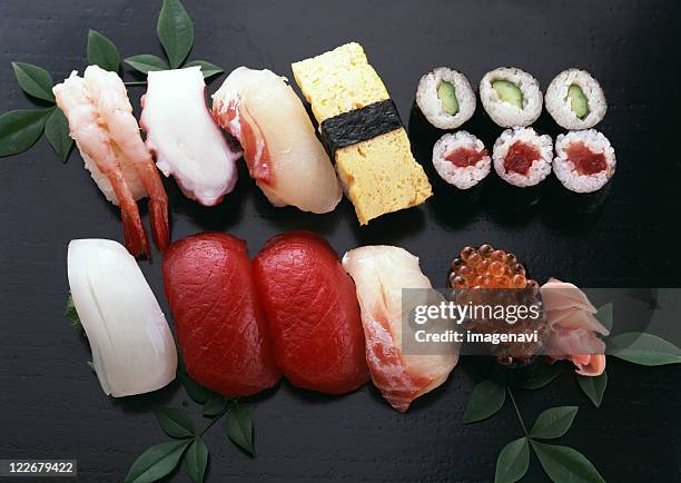 assorted sushi - ikura stock pictures, royalty-free photos & images