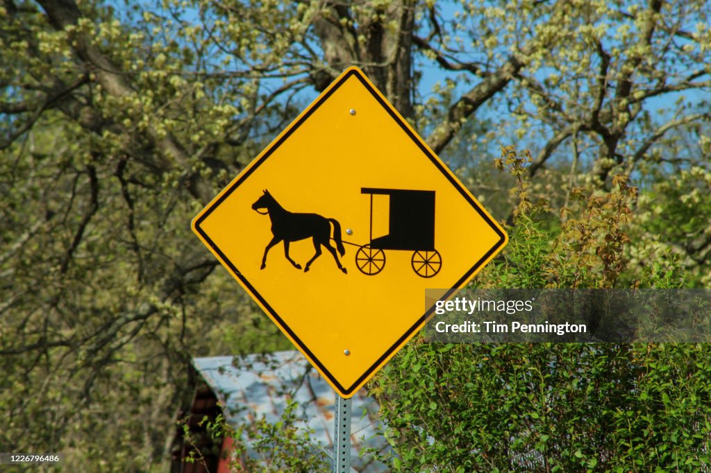 Beggy Sign Horse And Buggy Caution Sign High-Res Stock Photo - Getty Images