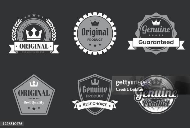 set of "original" white badges and labels - design elements - chalk circle stock illustrations