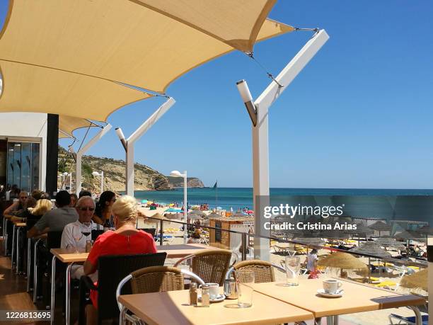 Beachside bar in Burgau, Algarve, Portugal.