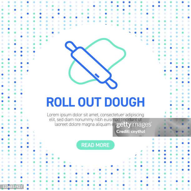 roll out dough line icons. simple outline icons with pattern - home baking bread stock illustrations