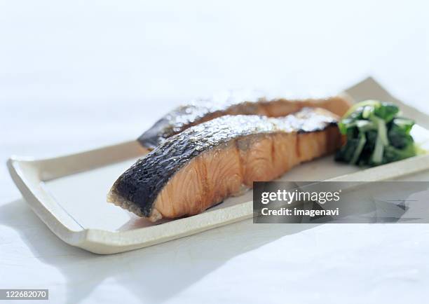 broiled fish - sunomono stock pictures, royalty-free photos & images