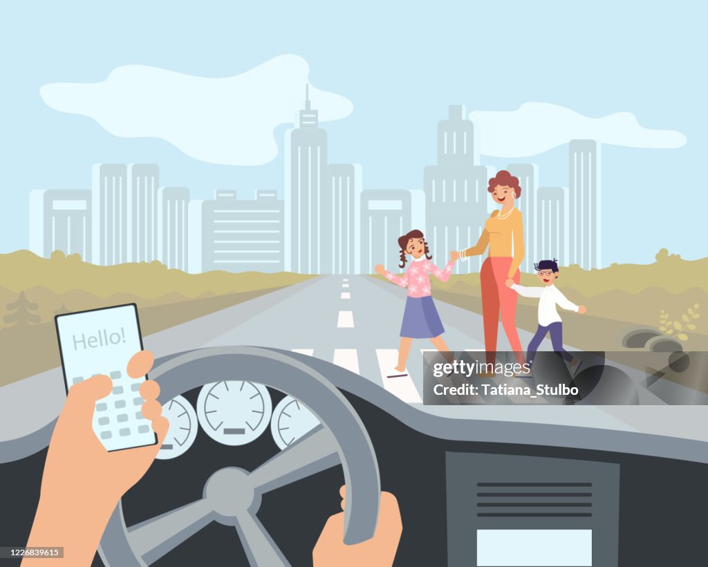 Cartoon Driver Using Mobile Driver Uses His Smartphone High-Res Vector Graphic - Getty Images