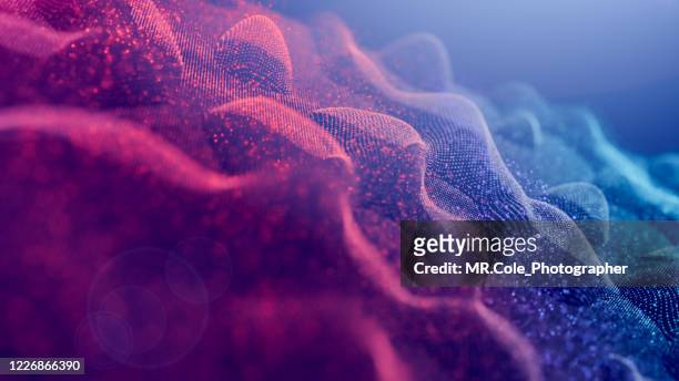 abstract background,particles wave curve digitally generated image futuristic design for business science and technology - átomo fotografías e imágenes de stock