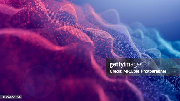 abstract background,particles wave curve digitally generated image futuristic design for business science and technology - átomo imagens e fotografias de stock