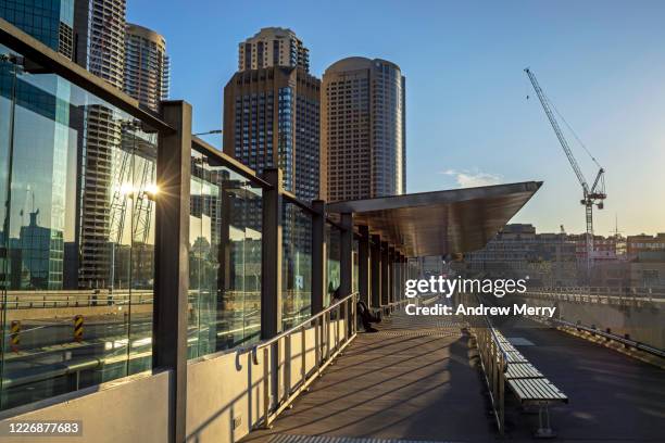 empty city, observation deck with no tourists during coronavirus pandemic, sydney, australia - empty highway stock pictures, royalty-free photos & images