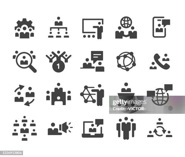 business networking icons - classic series - ausstellung stock-grafiken, -clipart, -cartoons und -symbole