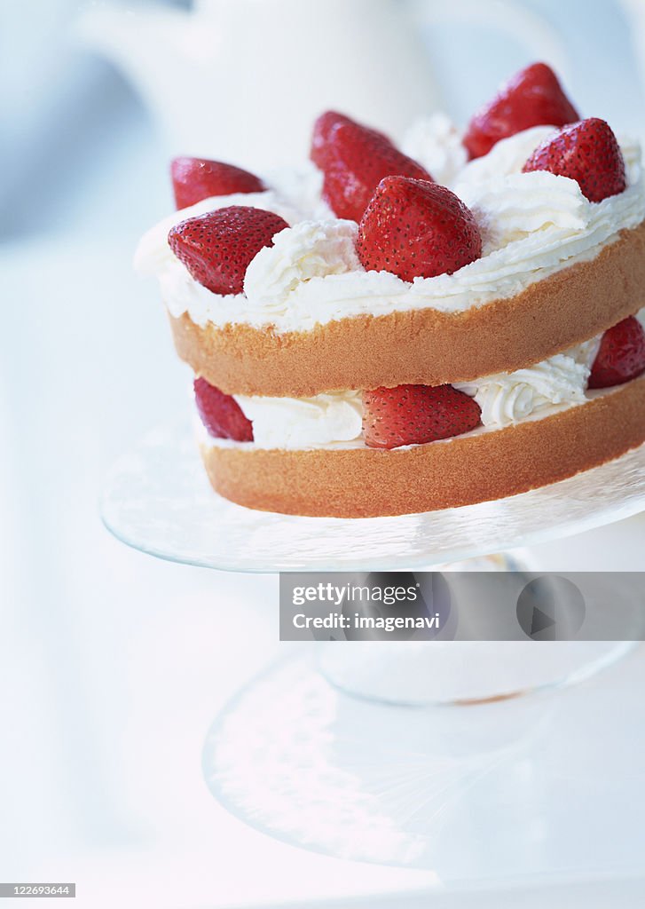 Strawberry shortcake on stand