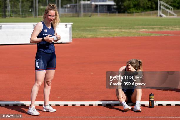 Lara van Ruijven, Yara van Kerkhof seen during the training session of the Dutch national shorttrack team on May 20, 2020 in Heerenveen, The...