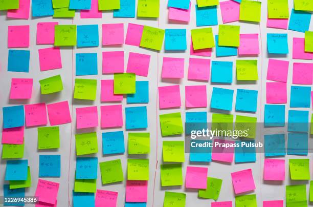 whiteboard post-it colored notes - sticky note pad stock pictures, royalty-free photos & images