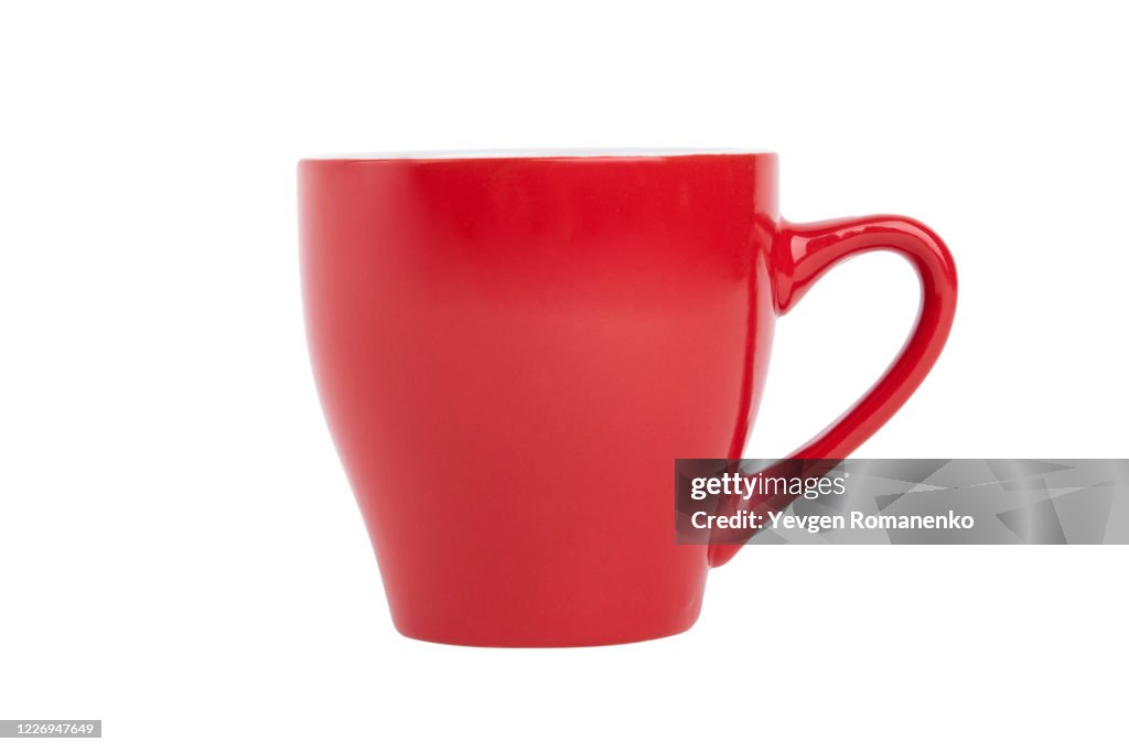 An empty red cup isolated on white