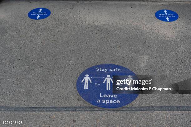 social distancing signage used during covid 19 - two meters stock pictures, royalty-free photos & images