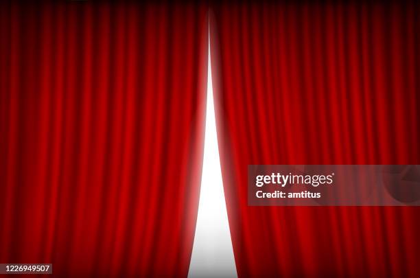 red curtain open - opening curtains stock illustrations