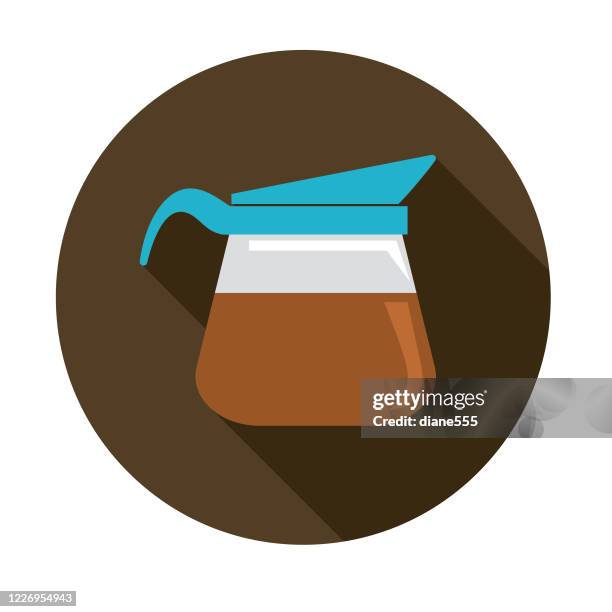 coffee pot flat design kitchen icon - coffee carafe stock illustrations