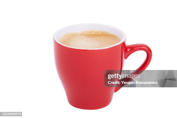 cup of espresso, isolated on white background - red cup stock pictures, royalty-free photos & images