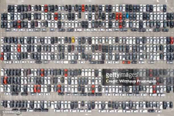 large number of cars at parking lot - excess product stock pictures, royalty-free photos & images
