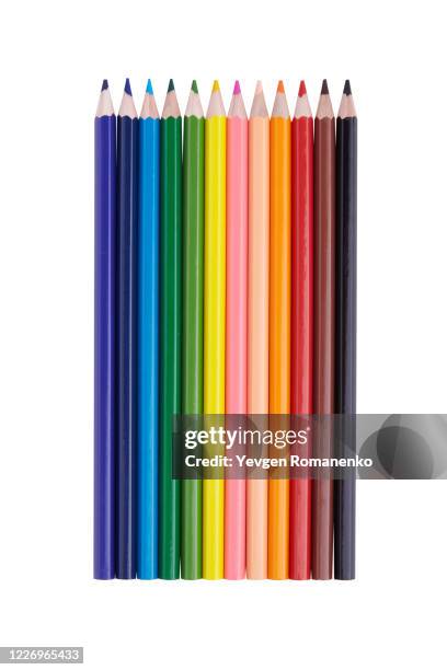 color pencils isolated on white background - material escolar fotografías e imágenes de stock