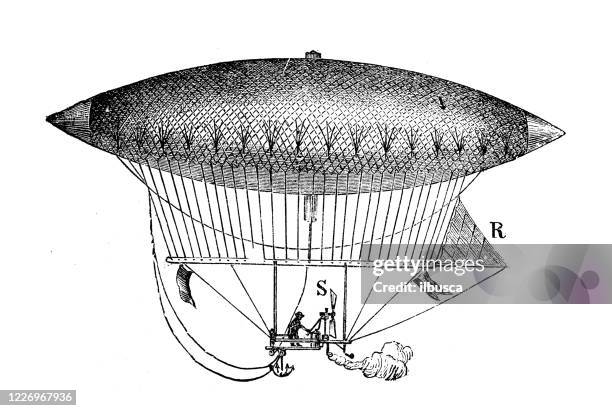 antique illustration: zeppelin - airship stock illustrations