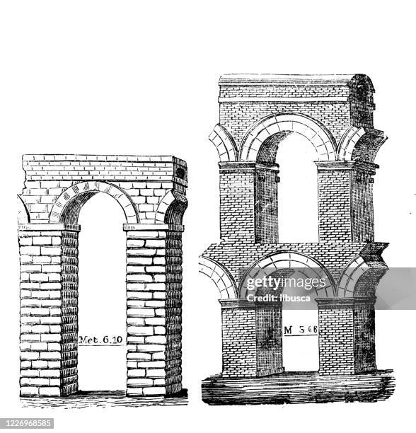 antike illustration: römisches aquädukt - gravur stock-grafiken, -clipart, -cartoons und -symbole