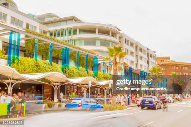 landscape view of bondi beach downtown - palm beach nsw stock pictures, royalty-free photos & images