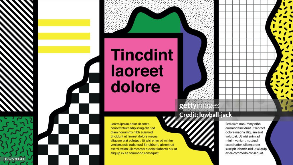 カラフルなレトロな私たちはパターンの背景、デザイン、ベクトルイラストを持つ90年代のポスターやウェブサイトのページデザインです