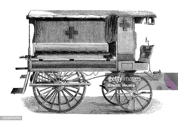 antique illustration: ambulance, austria - emergency rescue stock illustrations