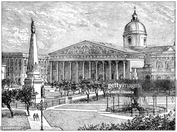 antique illustration: buenos aires cathedral - buenos aires art stock illustrations