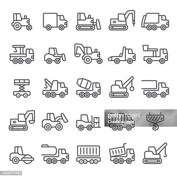 heavy equipment icons - dump truck stock-grafiken, -clipart, -cartoons und -symbole