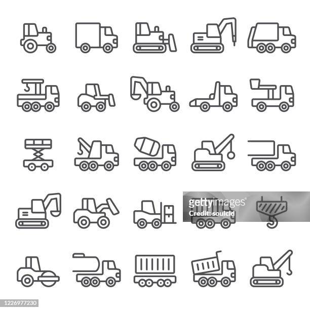 heavy equipment icons - cherry picker vector stock illustrations