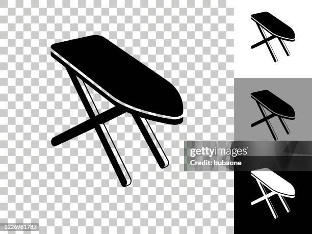 ilustrações de stock, clip art, desenhos animados e ícones de iron board icon on checkerboard transparent background - tábua-de-passar-roupa