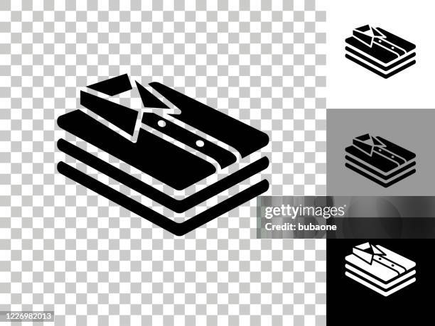 folded clothes icon on checkerboard transparent background - folded t shirt stock illustrations