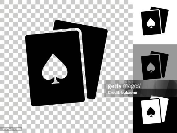 ilustraciones, imágenes clip art, dibujos animados e iconos de stock de icono de tarjetas en el fondo transparente de checkerboard - carta naipe