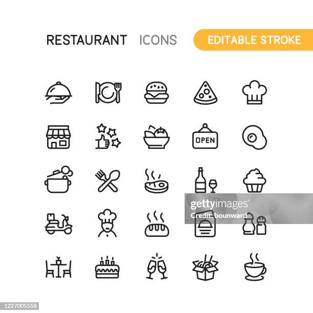 ilustrações, clipart, desenhos animados e ícones de contorno de restaurante ícones dedususutil - food and drink