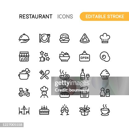 Restaurant Outline Icons Editable Stroke Restaurant Outline Icons Editable Stroke