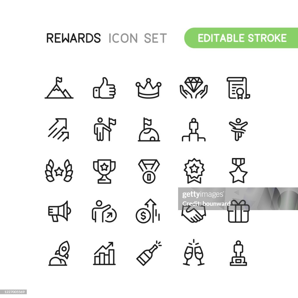 Success & Rewards Outline Icons Editable Stroke