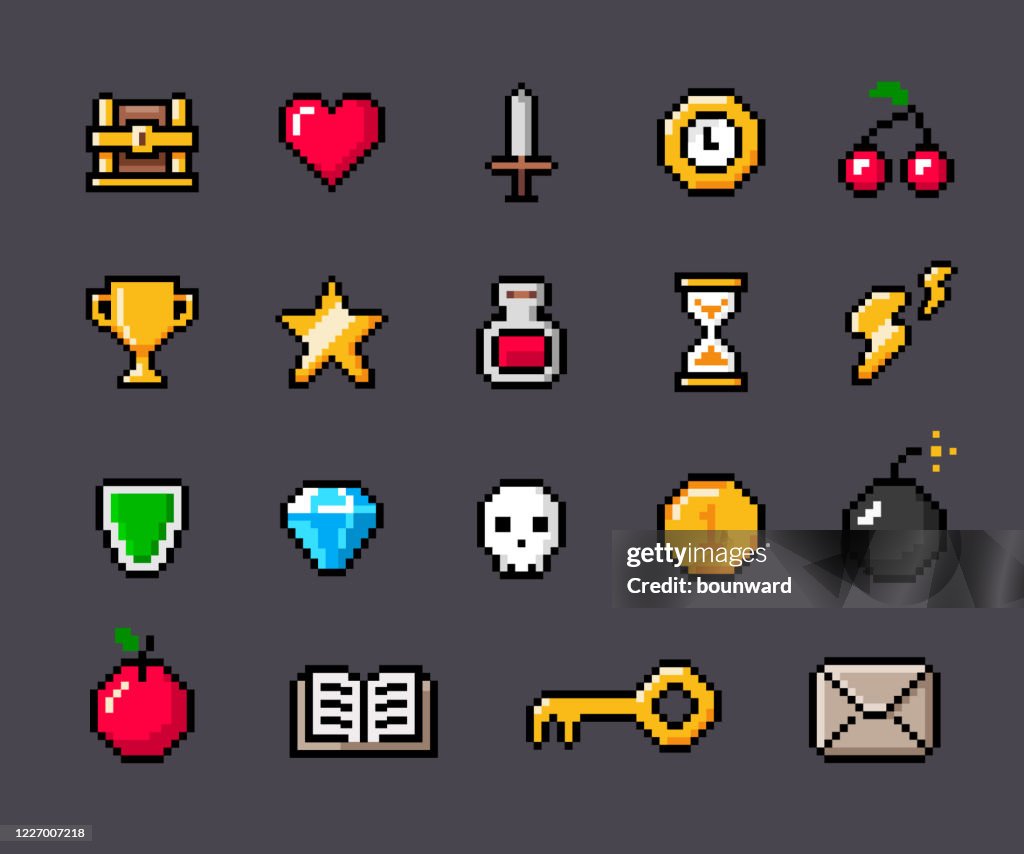 Pixel Spiel Umriss Konturierte Icons