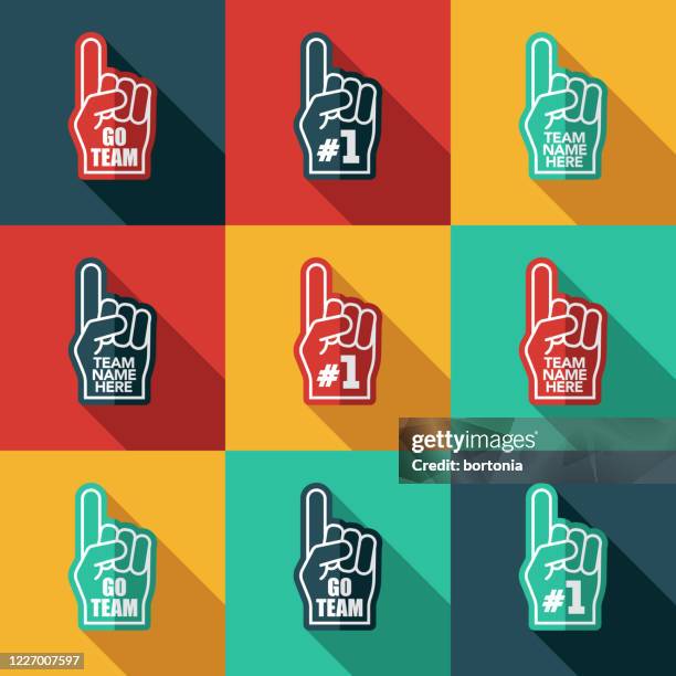 foam hand icon set - basketball fans stock illustrations