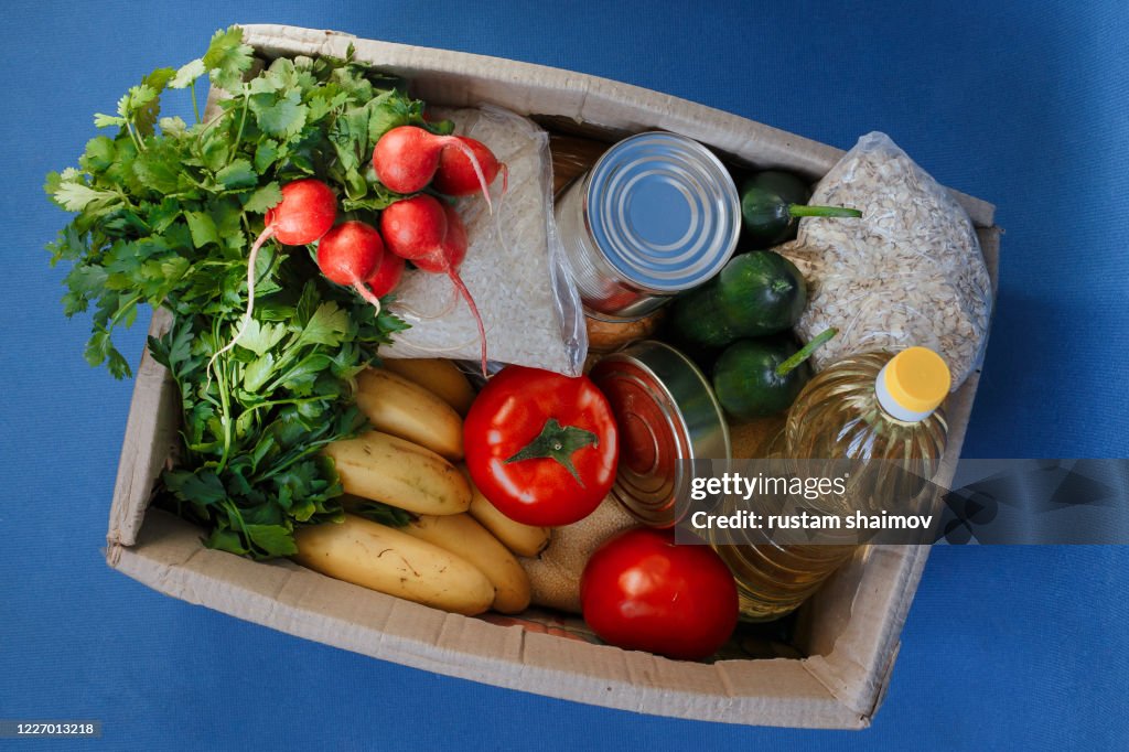 Donation box with food.