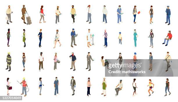 ppe people icons illustration - standing stock illustrations