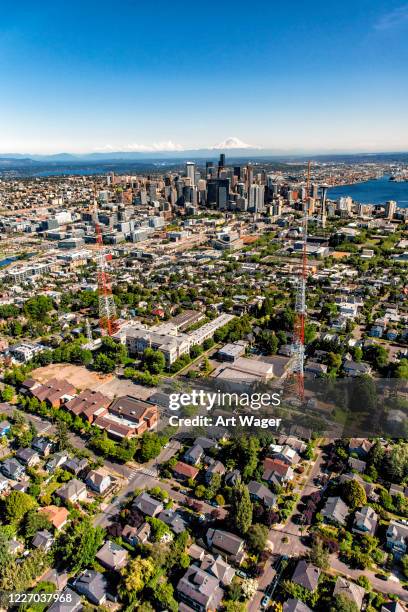 seattle metropolitan area - seattle aerial stock pictures, royalty-free photos & images