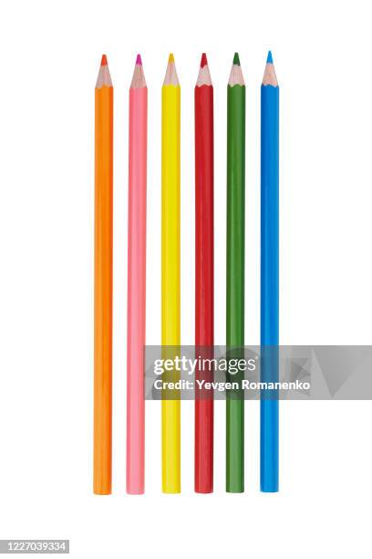 color pencils isolated on white background - farbstifte stock-fotos und bilder