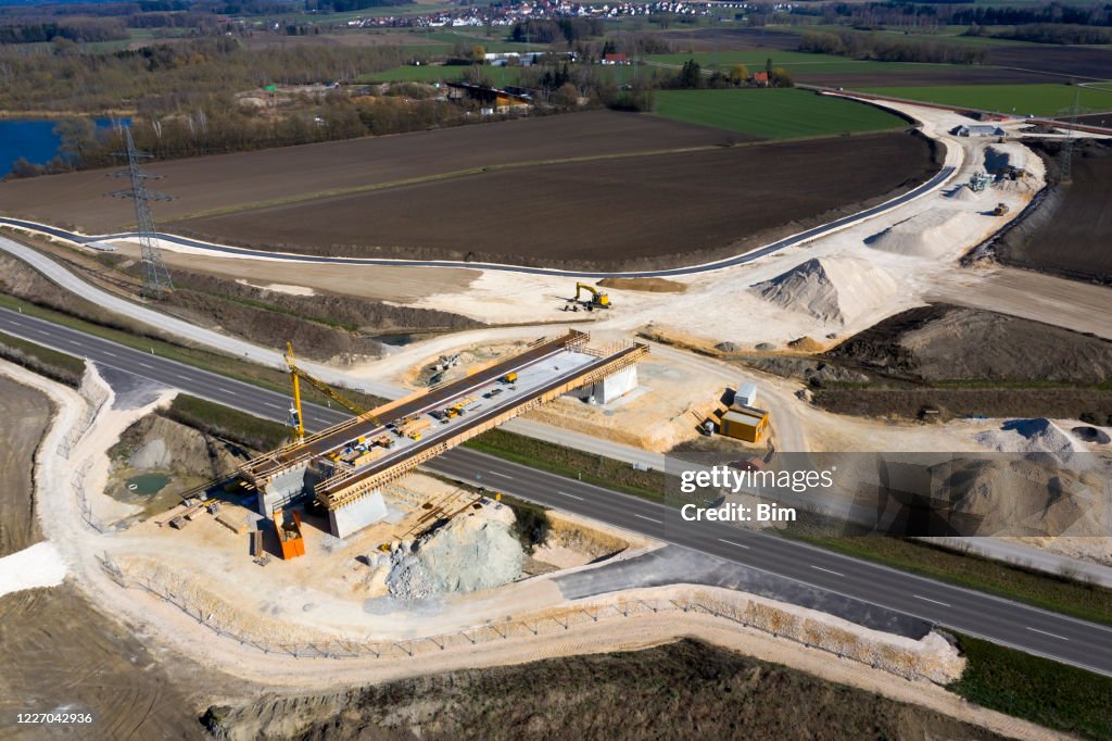 Aerial View of Bridge under Construction