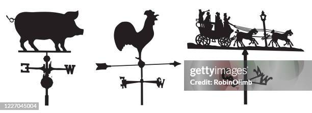 bildbanksillustrationer, clip art samt tecknat material och ikoner med väder vane silhuetter - vimpel