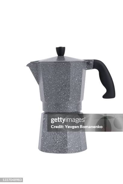 moka pot coffee maker isolated on white background - moka foto e immagini stock