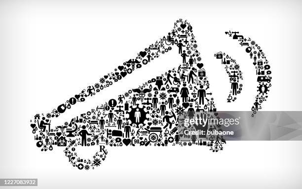 broadcasting megaphone flu coronavirus icon pattern - covid protest stock illustrations
