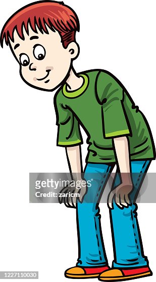 Tired Boy Cartoon Illustration Isolated On White High-Res Vector Graphic -  Getty Images