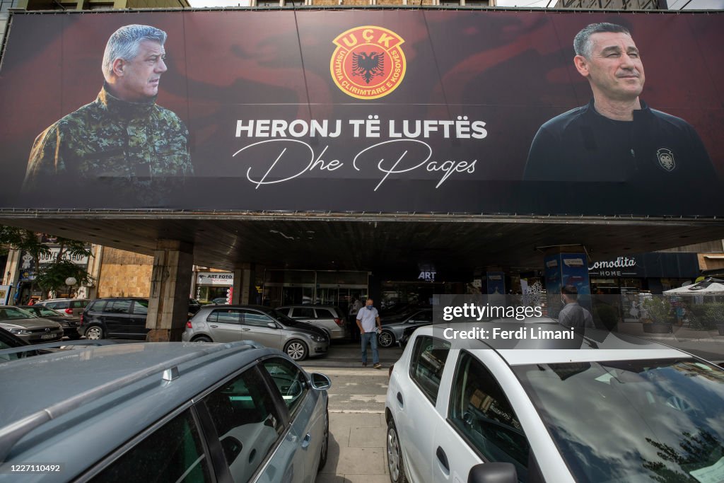 Giant Poster Rallies Support As President Thaci Is Questioned For War Crimes