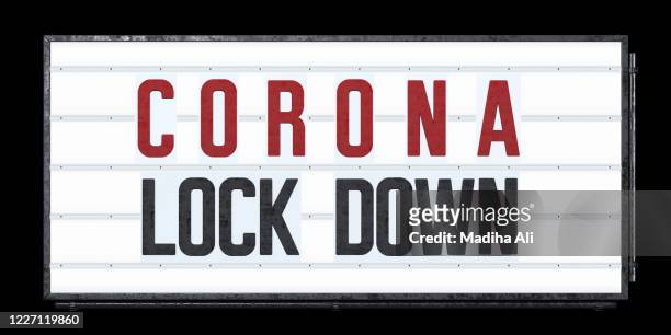 a marquee sign showing corona lock down outside a theatre - marquee sign stock pictures, royalty-free photos & images