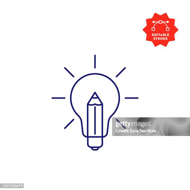 kreativität linie icon mit editierbaren strich und pixel perfekt. - light bulb stock-grafiken, -clipart, -cartoons und -symbole